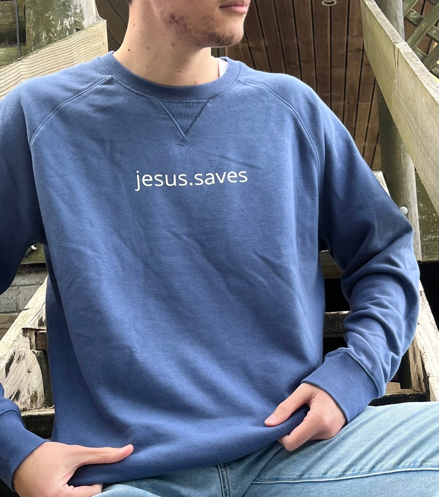 Blue - jesus.saves sweatshirt