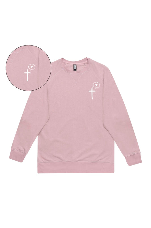 Cross Speaks Love- Pink Sweatshirt