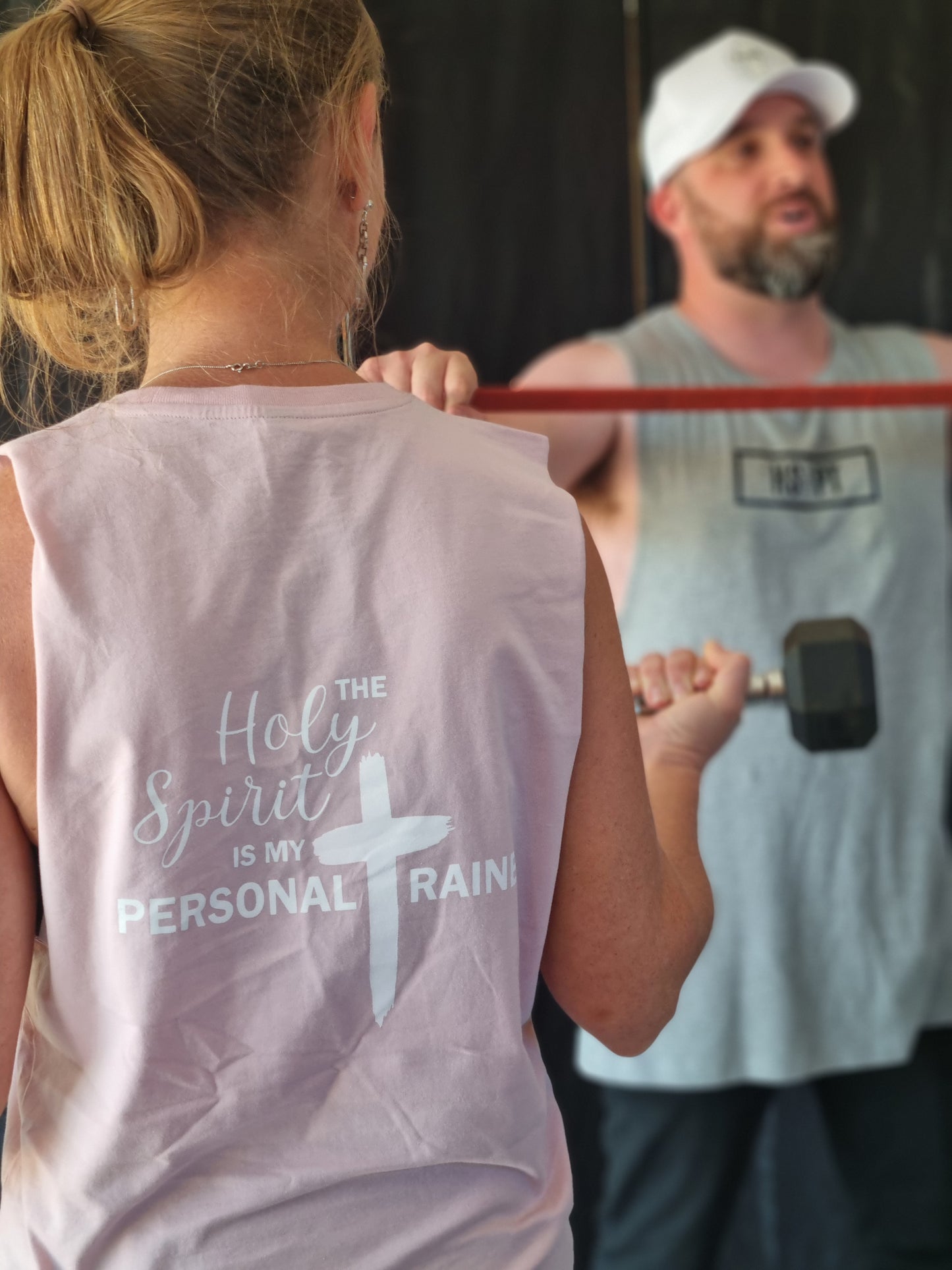 Blush Pink - Holy Spirit Is My Personal Trainer Womens Muscle Tank