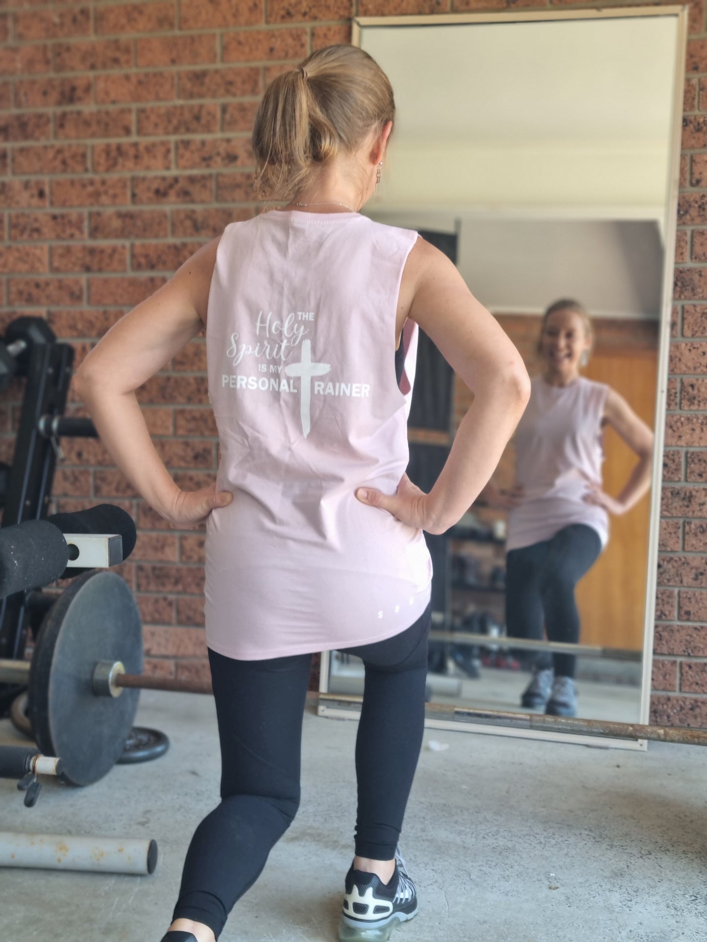 Blush Pink - Holy Spirit Is My Personal Trainer Womens Muscle Tank