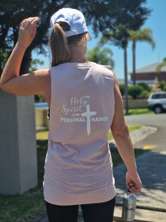 Blush Pink - Holy Spirit Is My Personal Trainer Womens Muscle Tank