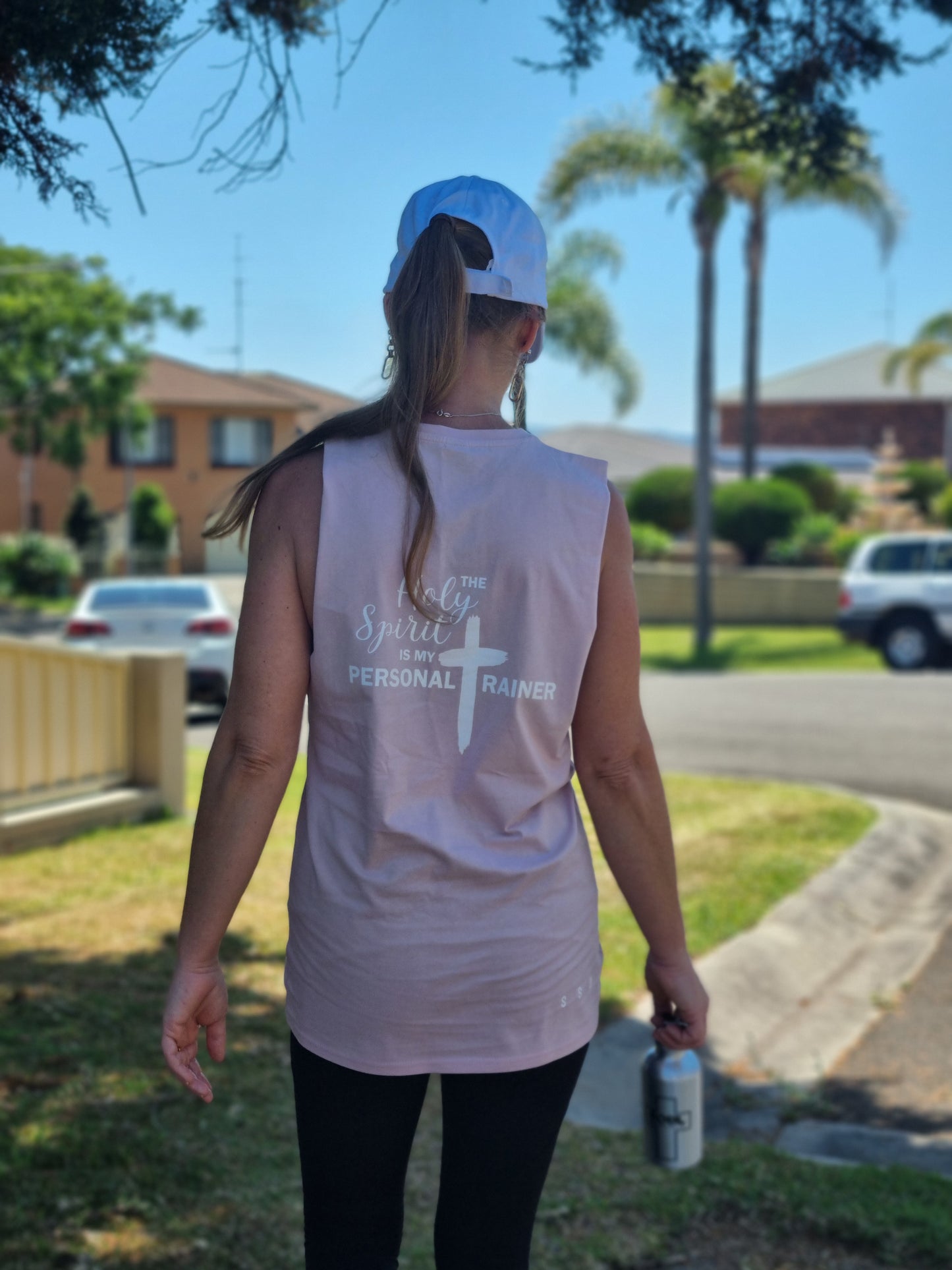 Blush Pink - Holy Spirit Is My Personal Trainer Womens Muscle Tank