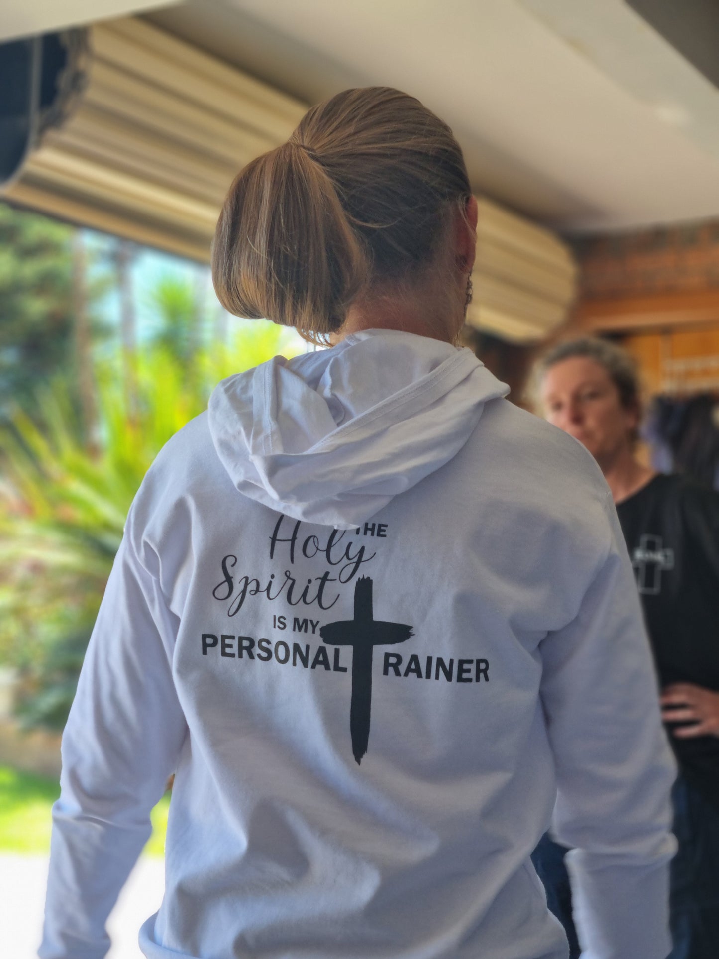 Holy Spirit Is My Personal Trainer- Hooded Lightweight Longsleeve