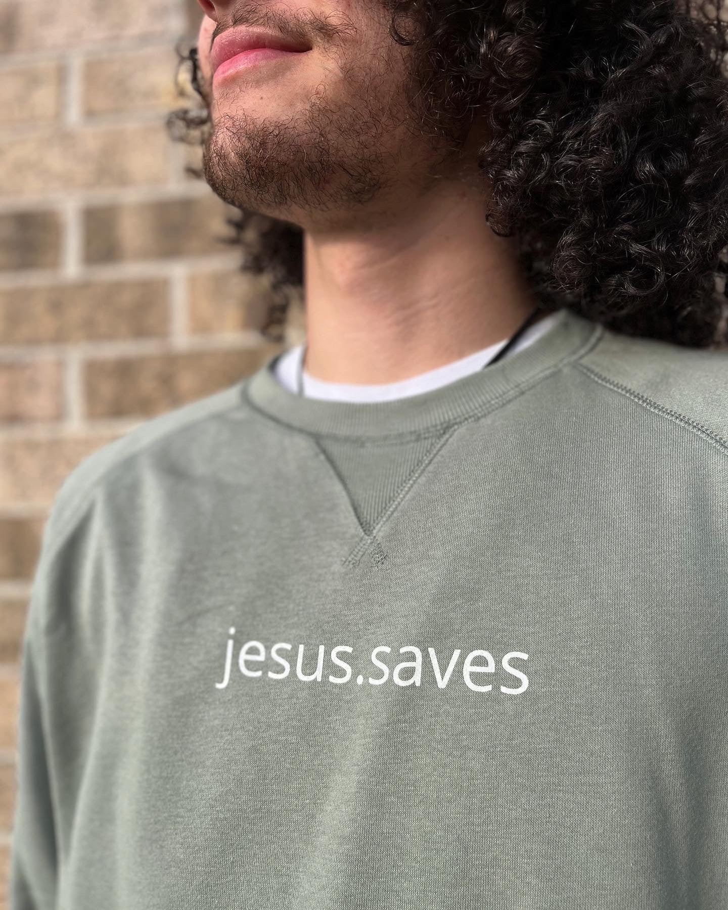 jesus.saves sweatshirt- Sage