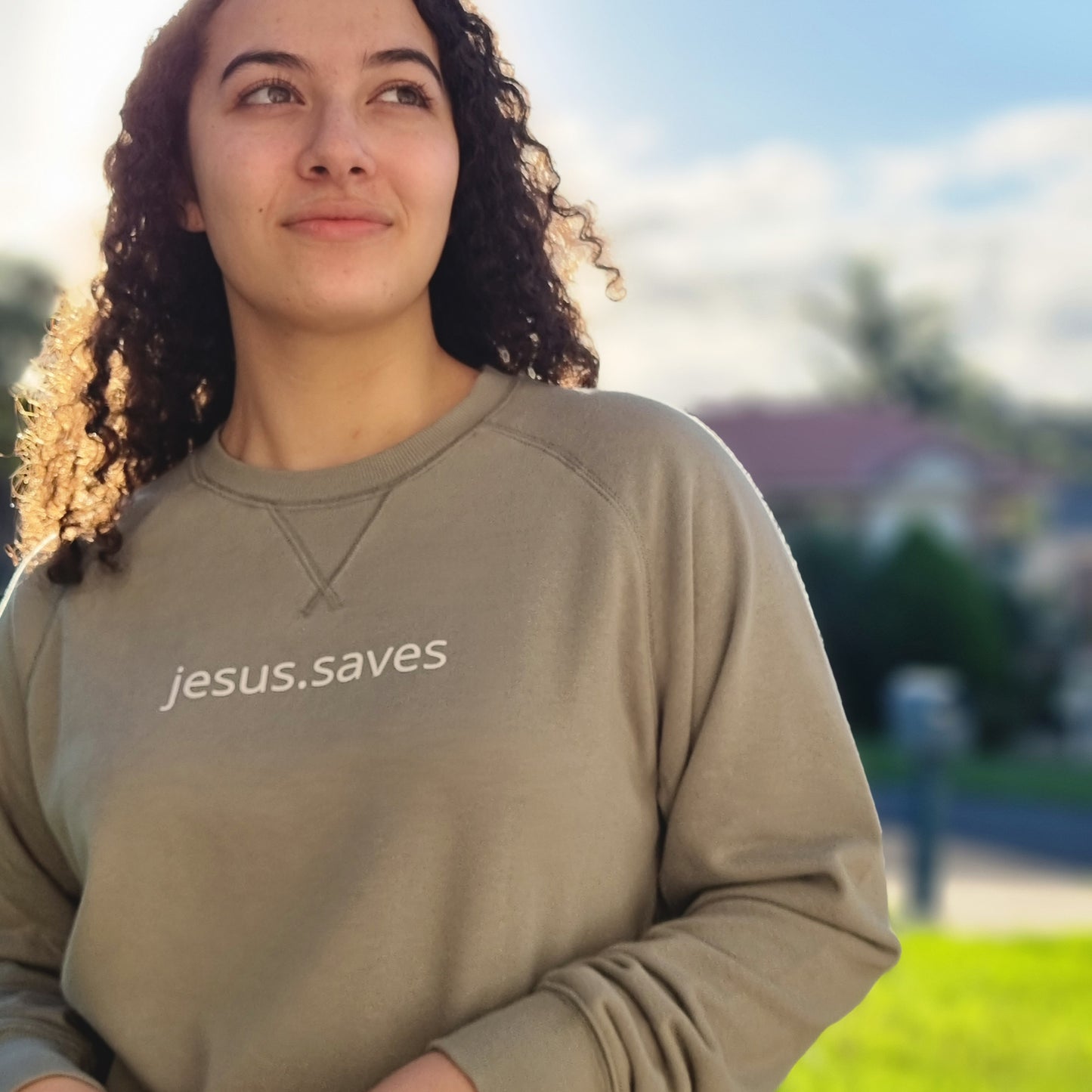 jesus.saves sweatshirt- Sage